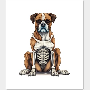 Skeleton Boxer Dog Posters and Art